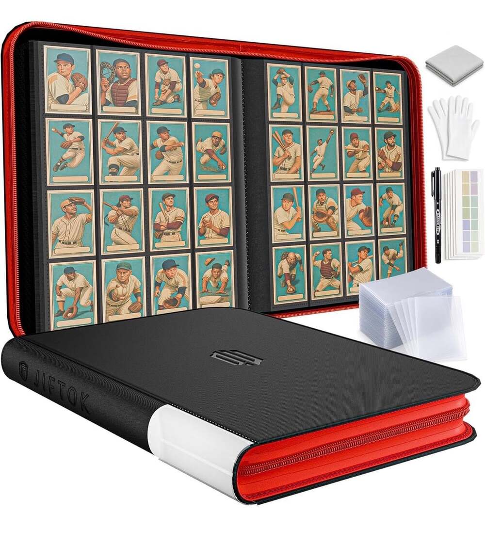 Sports Card Binder 17.72 x 13.58 x 1.97 IN Black PU Leather